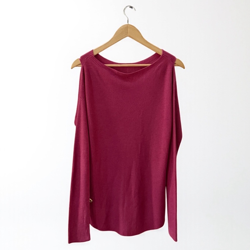NWT Express Cold Shoulder Sweater in Magenta! Small! New! - Picture 3 of 7